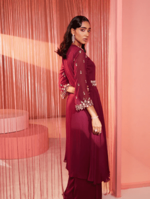 Sanya Gulati - Plum Biased Kurta and Pants Set - Image 3