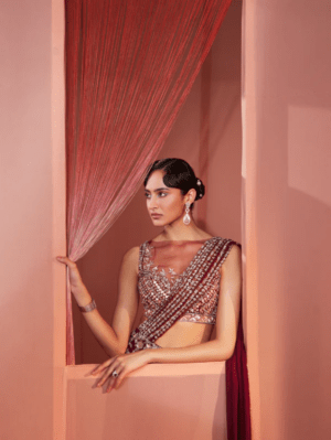 Sanya Gulati - Plum Pre-Stitched Saree - Image 3