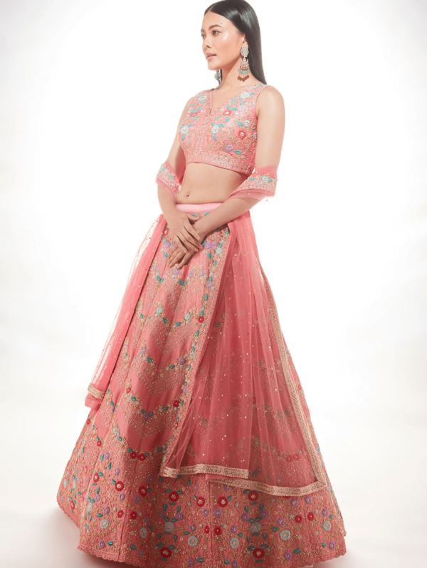 Chamee & Palak - Pink magnolia lehenga