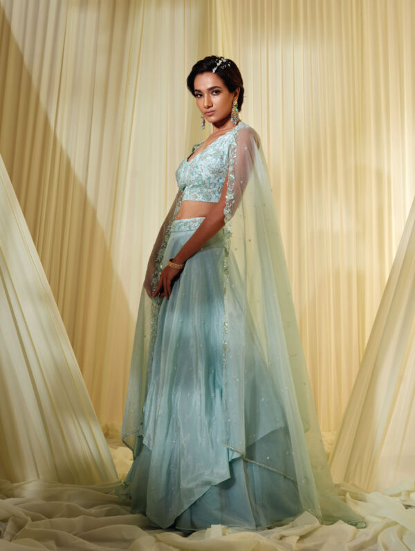 Disha Muchhala - TURQUOISE BLUE LEHENGA SET