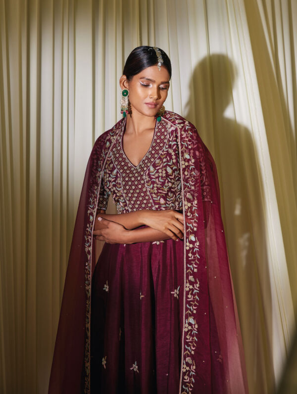 Disha Muchhala - WINE ANARKALI SET