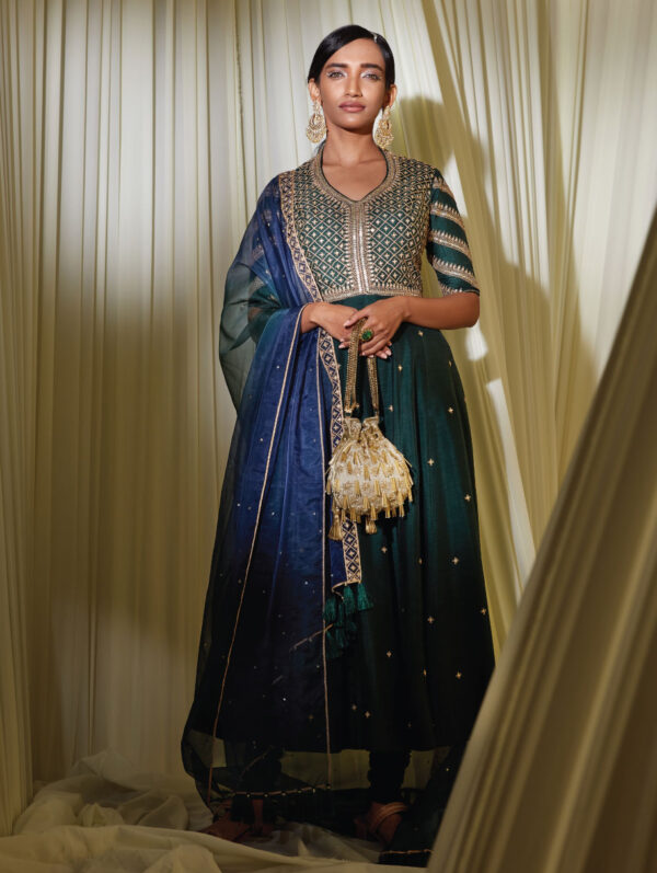 Disha Muchhala - BOTTLE GREEN ANARKALI SET