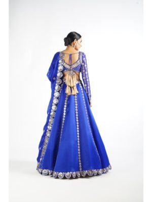 Vvani Vats Royal Blue Embellished Blouse And Lehenga Set - Image 5