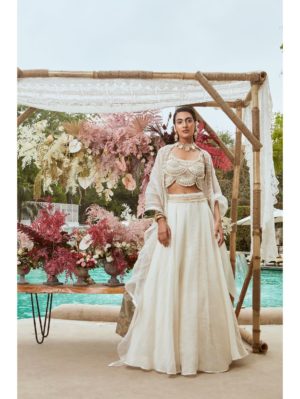 Ridhima Bhasin IVORY PEARL EMBROIDERED SKIRT SET - Image 2
