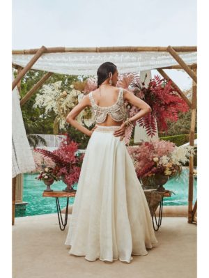 Ridhima Bhasin IVORY PEARL EMBROIDERED SKIRT SET - Image 4