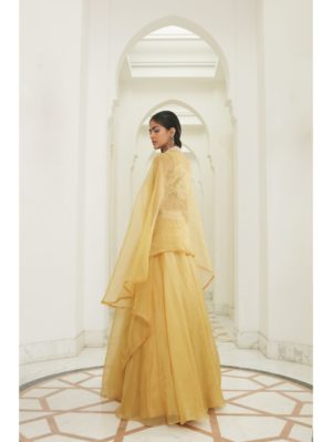 Ridhima Bhasin SUNRISE YELLOW PEARL EMBROIDERED SKIRT SET - Image 2