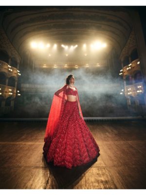 Seema Gujral - Red Sequin Lehenga Set - Image 6