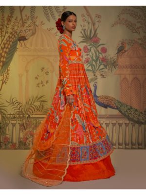 Aayushi Maniar- TANGERINE ANARKALI LEHENGA - Image 5