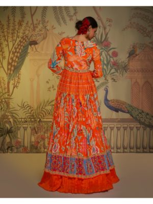 Aayushi Maniar- TANGERINE ANARKALI LEHENGA - Image 2