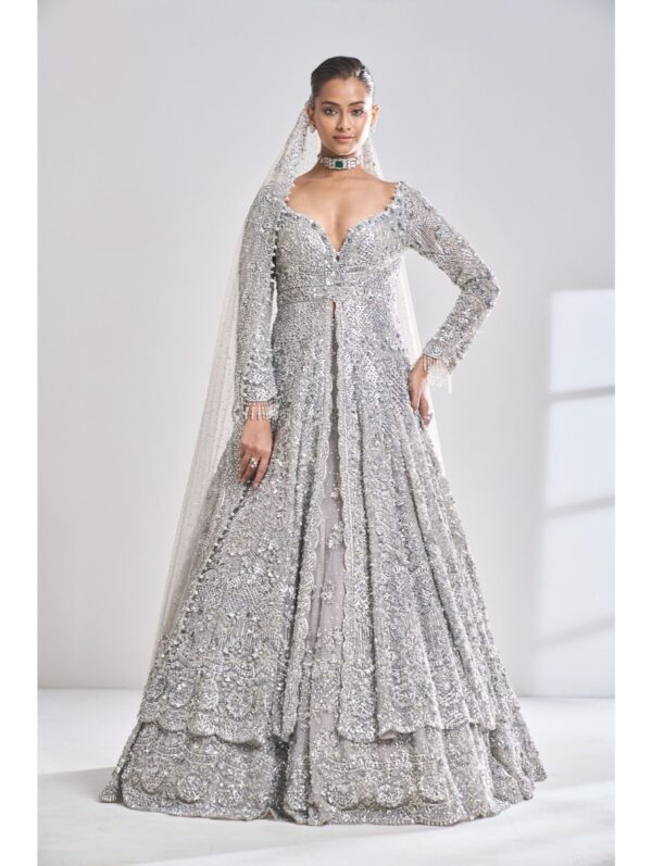 SEEMA GUJRAL – Silver Zardosi Lehenga Set