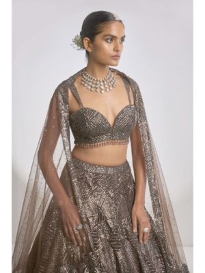 SEEMA GUJRAL – Metallic Sequin Lehenga Set - Image 5