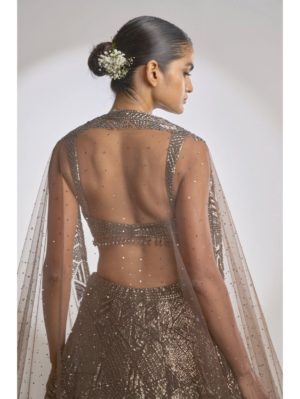 SEEMA GUJRAL – Metallic Sequin Lehenga Set - Image 4
