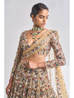 SEEMA GUJRAL – Jewelled Lehenga Set - Image 3