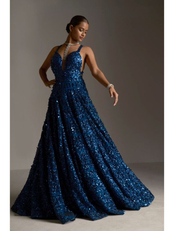 SEEMA GUJRAL – Persian Blue Sequin Gown