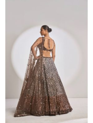 SEEMA GUJRAL – Chocolate Brown Lehenga Set - Image 3