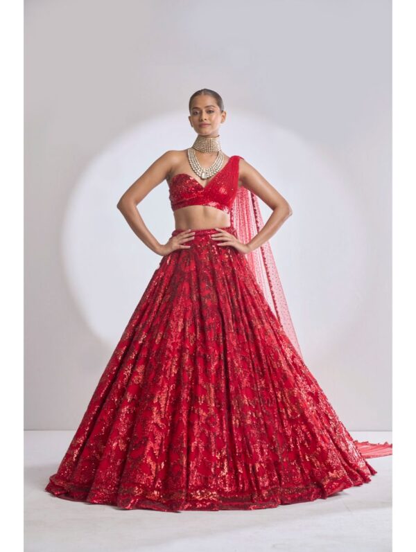 SEEMA GUJRAL – Red Trail Lehenga Set