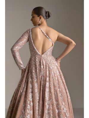 SEEMA GUJRAL – Nude Silver Sequin Gown (Copy) - Image 3