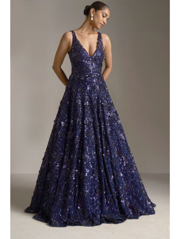 SEEMA GUJRAL – Navy Blue Sequin Gown