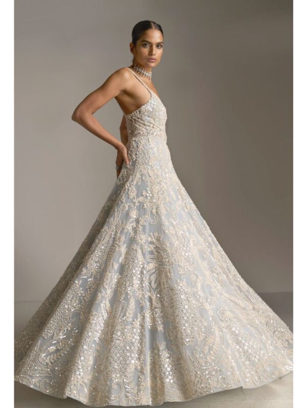 SEEMA GUJRAL – Ice Blue Pearl Gown
