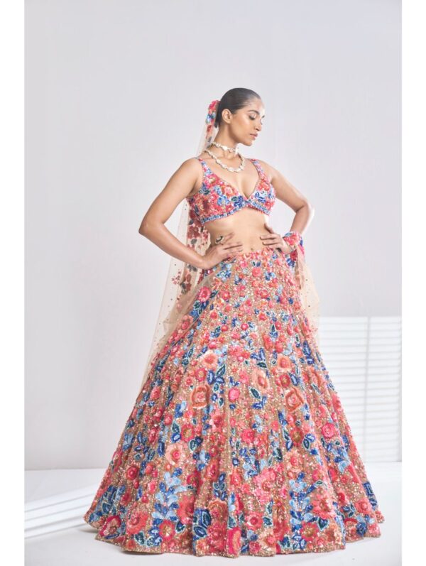 SEEMA GUJRAL – Caramel Floral Lehenga Set