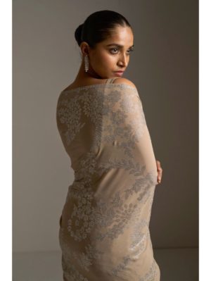SEEMA GUJRAL – Champagne Crystal Saree - Image 2