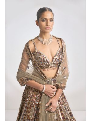 SEEMA GUJRAL – Metallic Sequin Lehenga Set - Image 2