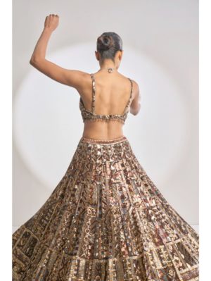 SEEMA GUJRAL – Metallic Sequin Lehenga Set - Image 3