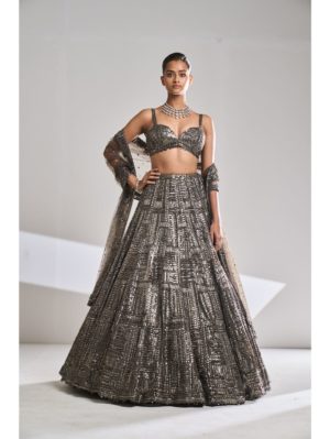 SEEMA GUJRAL – Metallic Sequin Lehenga Set - Image 2