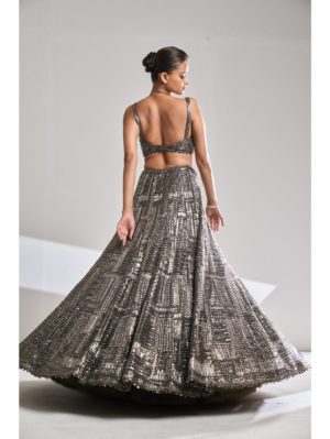SEEMA GUJRAL – Metallic Sequin Lehenga Set - Image 3