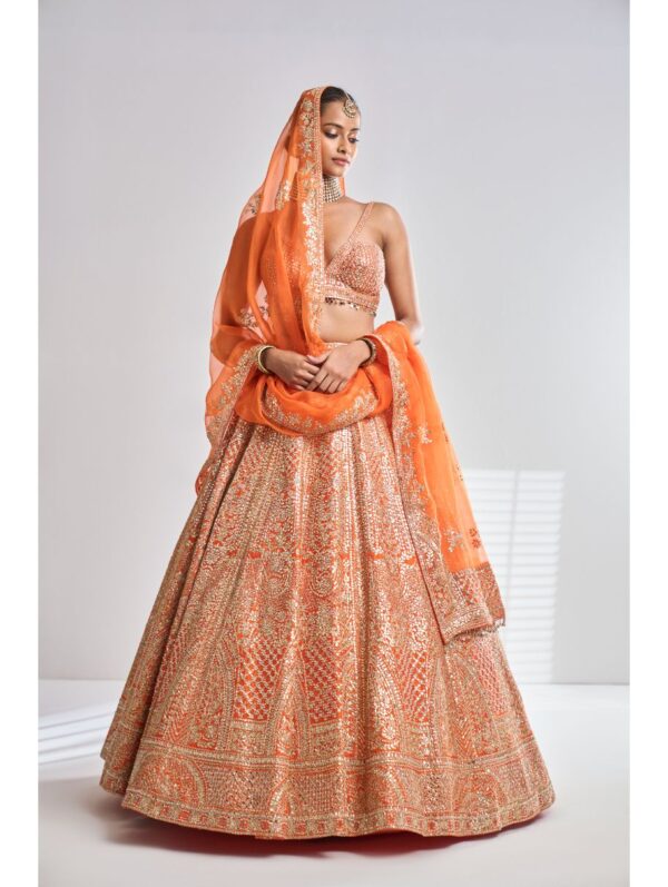 SEEMA GUJRAL – Orange Gota Patti Lehenga Set
