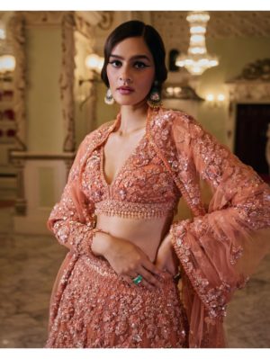 Seema Gujral - Copper Sequin Lehenga Set - Image 2