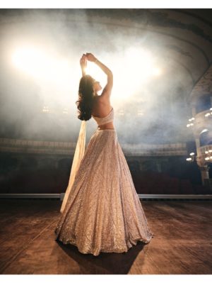 Seema Gujral - Rose Gold Pearl Lehenga Set - Image 3