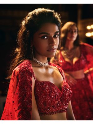 Seema Gujral - Red Sequin Lehenga Set - Image 7
