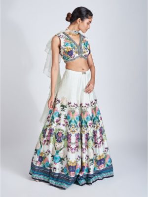 Basil Leaf- Aqua printed lehenga - Image 3