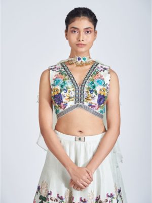 Basil Leaf- Aqua printed lehenga - Image 4