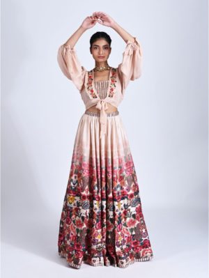 Basil Leaf- Beige printed lehenga - Image 2