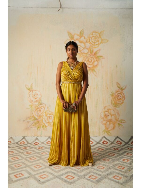 Basil Leaf- Yellow striped printed jumpsuit
