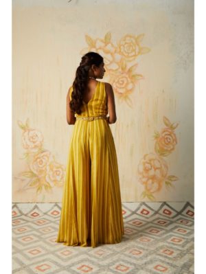 Basil Leaf- Yellow striped printed jumpsuit - Image 4