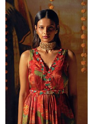 Basil Leaf- Red printed long dress - Image 3