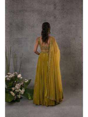 Pritika Vora - Green printed zardosi lehenga - Image 2