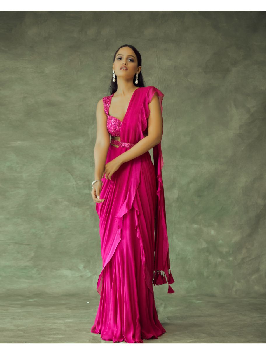 Party wear discount ruffle saree