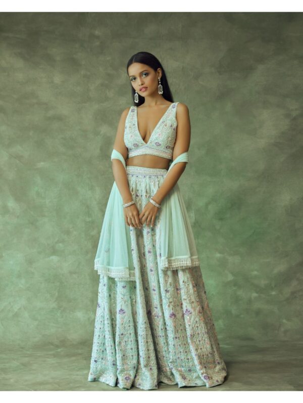 Pritika Vora - Mint lehenga set