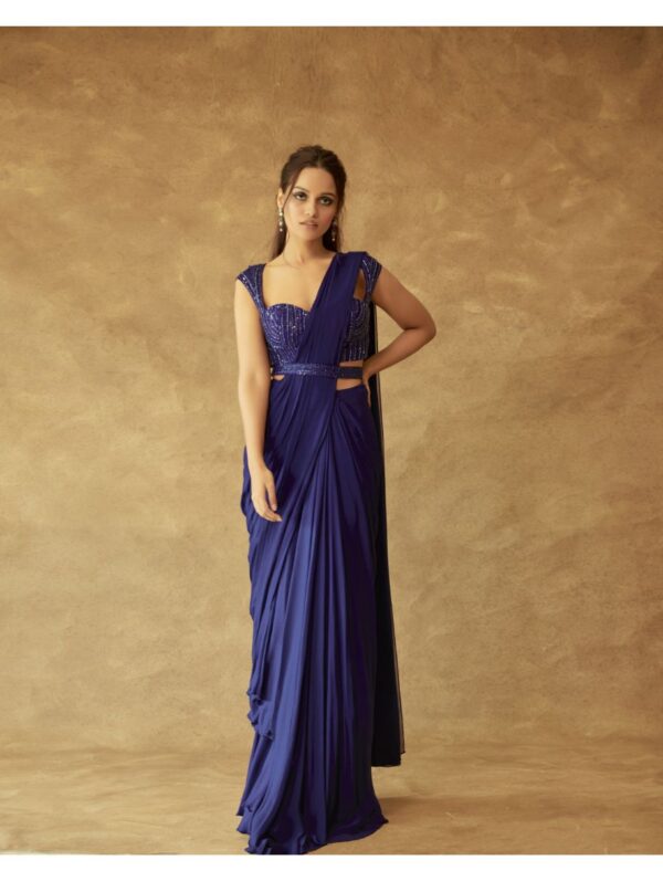 Pritika Vora - Indigo layered saree