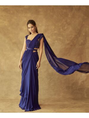 Pritika Vora - Indigo layered saree - Image 3