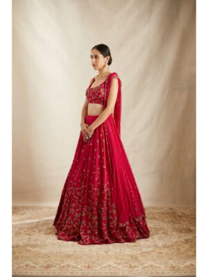 Astha Narang - CARAMINE PINK RAWSILK LEHENGA SET - Image 2