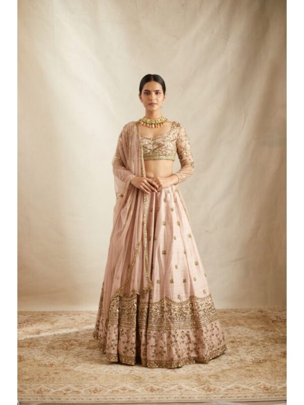 Astha Narang - PINK HEAVY BOOTIE RAW SILK LEHENGA