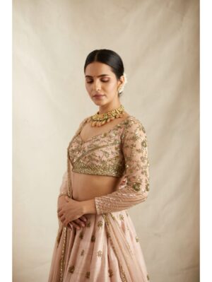 Astha Narang - PINK HEAVY BOOTIE RAW SILK LEHENGA - Image 2
