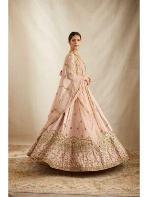 Astha Narang - PINK HEAVY BOOTIE RAW SILK LEHENGA - Image 3