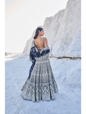 Seema Gujral - Navy Georgette Lehenga Set - Image 2