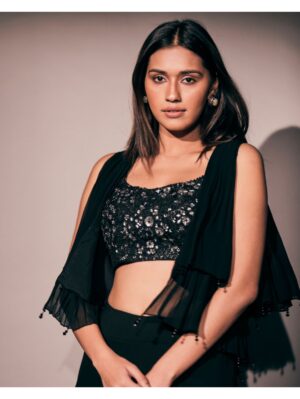 Pritika Vora - Black dhoti with hand embroidered blouse - Image 2